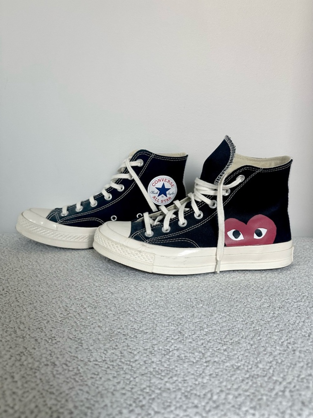 Converse All Star x Comme Des Garçons Play Large Emblem Black High Top Sneakers - Picture 5 of 13